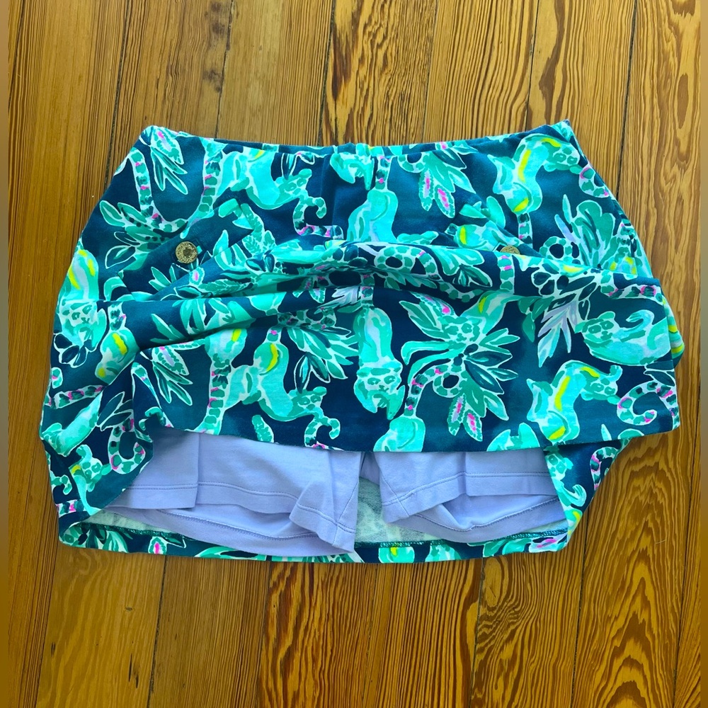 Lilly Pulitzer Madison Skort Tidal Wave In The Details Lemurs Green Blue Small